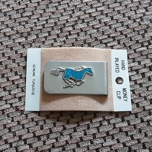 Silver Money Clip with Blue Inlay
